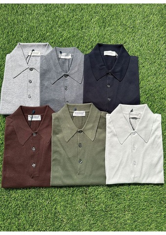 JOHN SMEDLEY ダークグレー ポロシャツ Isis S Isis John Smedley Sea Island Cotton Polo Shirt | John